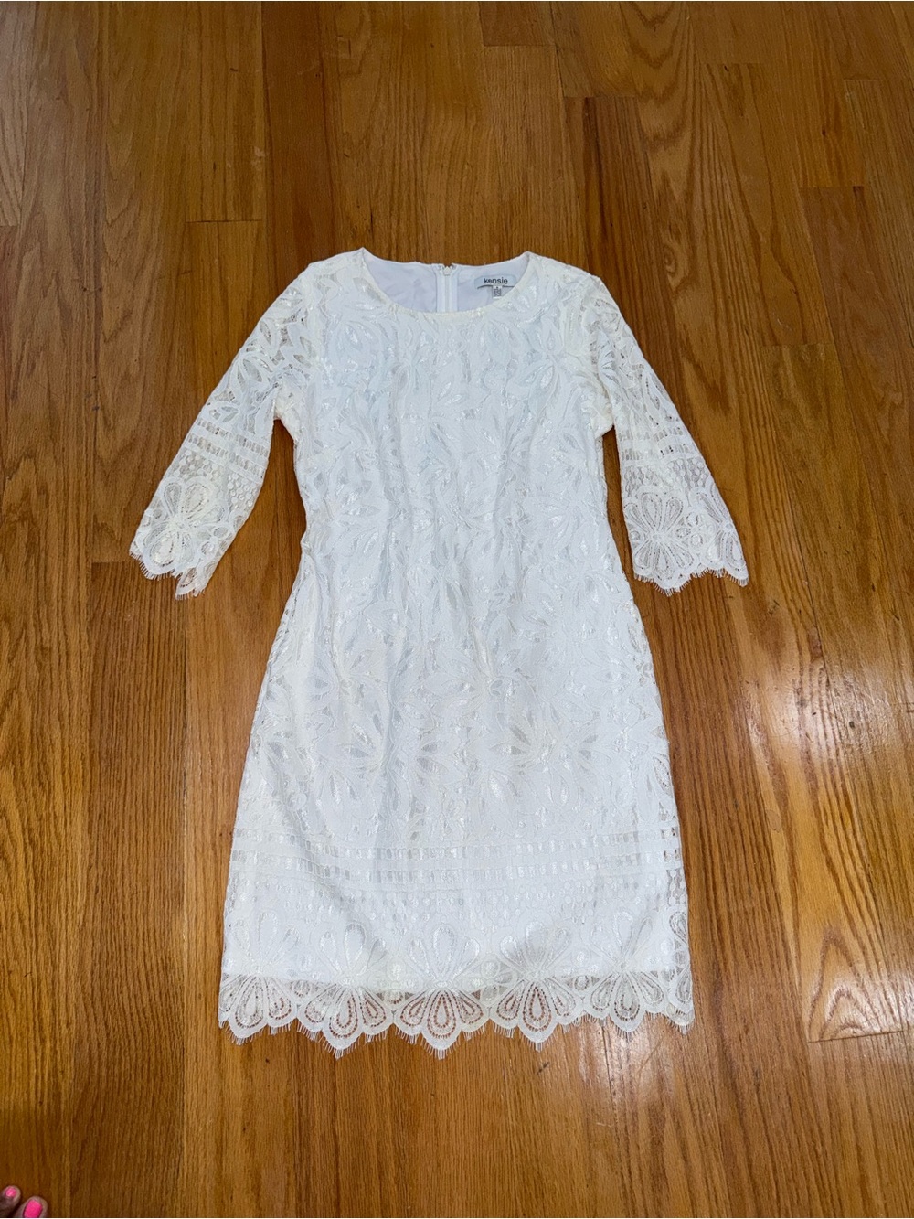 Kensie White Lace Overlay Dress